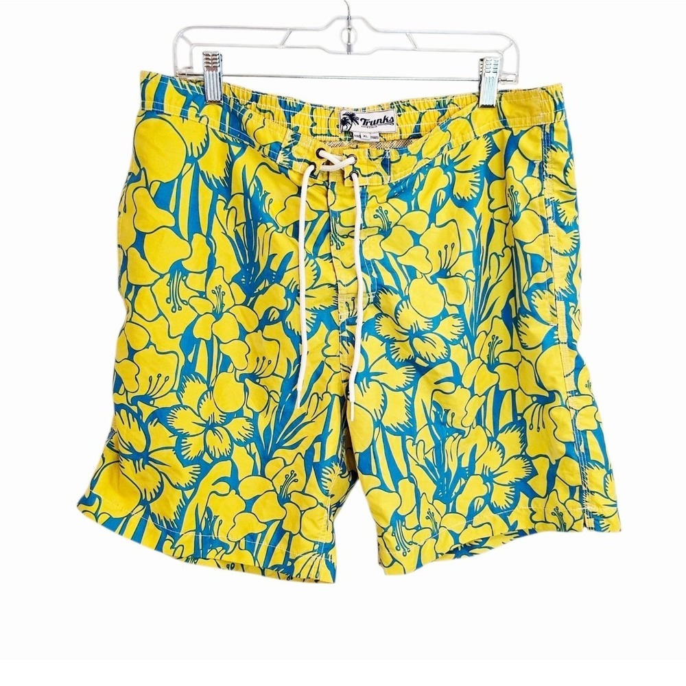 Trunks Surf & Swim Hibiscus Tropical Lined Swim Shorts Size XL Hawaiian